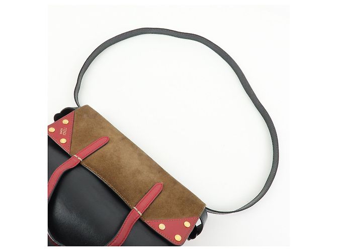 FENDI Borsa 2Way Flip in pelle e camoscio Borsa a mano e a tracolla Nera 8BT302 - vista 6