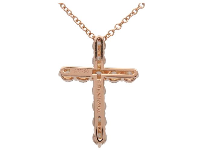 Collana Tiffany & Co Small Cross 11P Diamanti K18 750PG Oro Rosa - vista 2