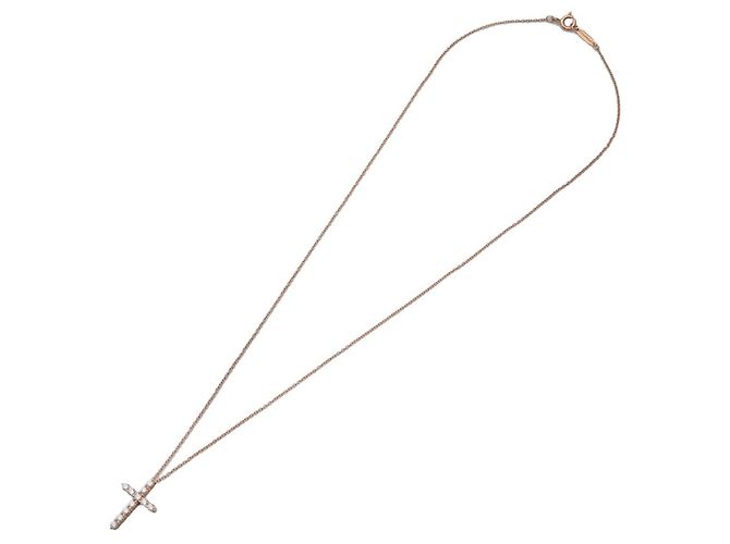 Collana Tiffany & Co Small Cross 11P Diamanti K18 750PG Oro Rosa - vista 3