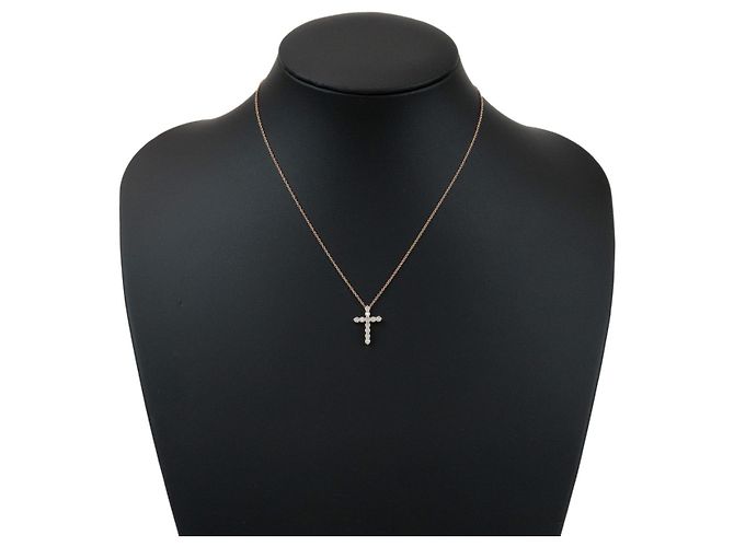Collana Tiffany & Co Small Cross 11P Diamanti K18 750PG Oro Rosa - vista 6