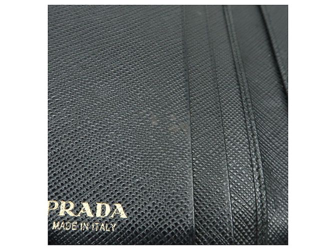 Cartera compacta bi-fold de piel Saffiano PRADA Negra Oro 1MH840 - vista 19