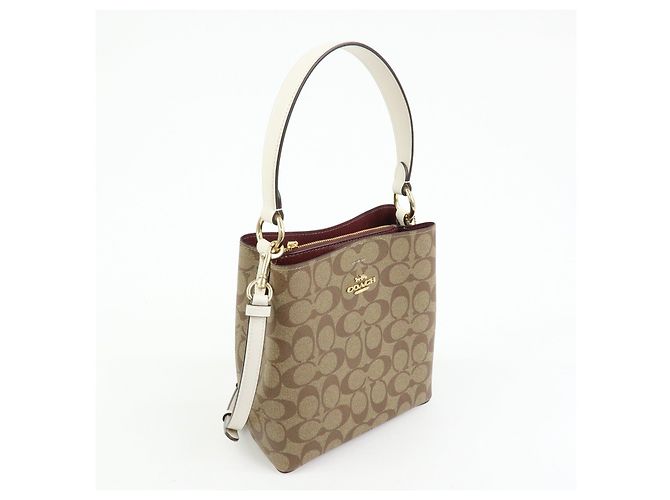 COACH Bolso de hombro 2Way y bolso de mano de cuero PVC Signature Beige Brown - vista 4