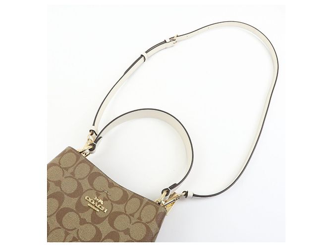 COACH Bolso de hombro 2Way y bolso de mano de cuero PVC Signature Beige Brown - vista 6