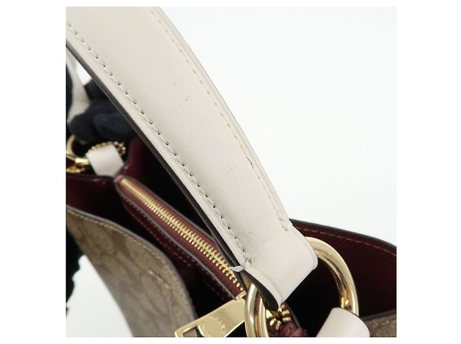 COACH Bolso de hombro 2Way y bolso de mano de cuero PVC Signature Beige Brown - vista 9