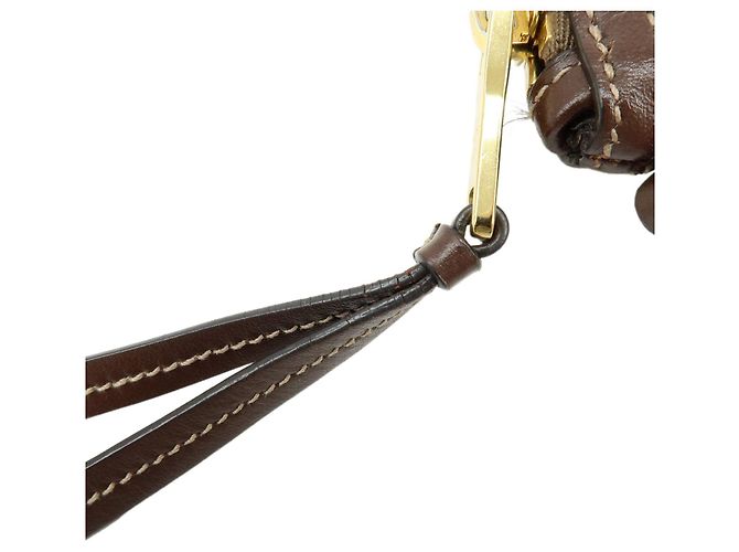 Borsa a tracolla e borsa a spalla PRADA in tela jacquard e pelle Marrone - vista 10