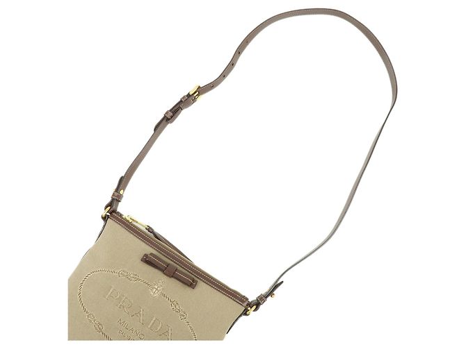 Borsa a tracolla e borsa a spalla PRADA in tela jacquard e pelle Marrone - vista 4