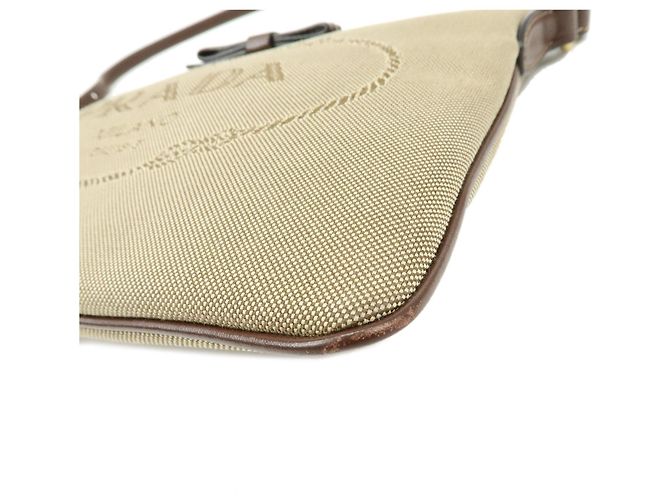 Borsa a tracolla e borsa a spalla PRADA in tela jacquard e pelle Marrone - vista 6