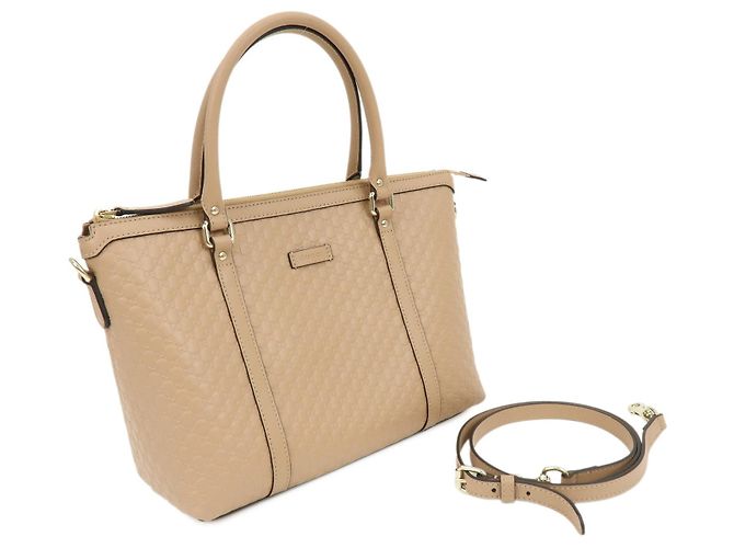 Borsa a mano e a tracolla 2Way GUCCI in pelle Microguccissima Beige 449656 - vista 12