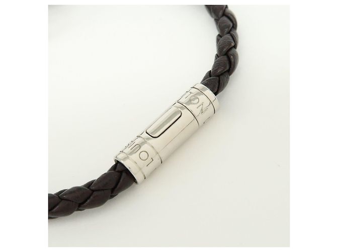 Bracciale Louis Vuitton LV Circle in pelle e metallo Nero M6188 - vista 7