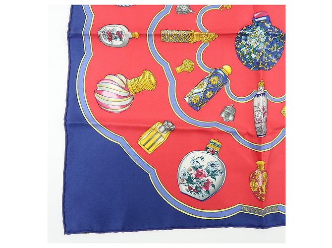Hermès HERMES Carre 45 Set aus 2 Seidentüchern 100% Seide Rot Marine Grau - Ansicht 16