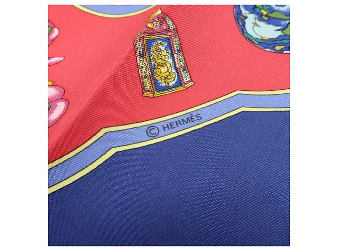 Hermès HERMES Carre 45 Set aus 2 Seidentüchern 100% Seide Rot Marine Grau - Ansicht 20