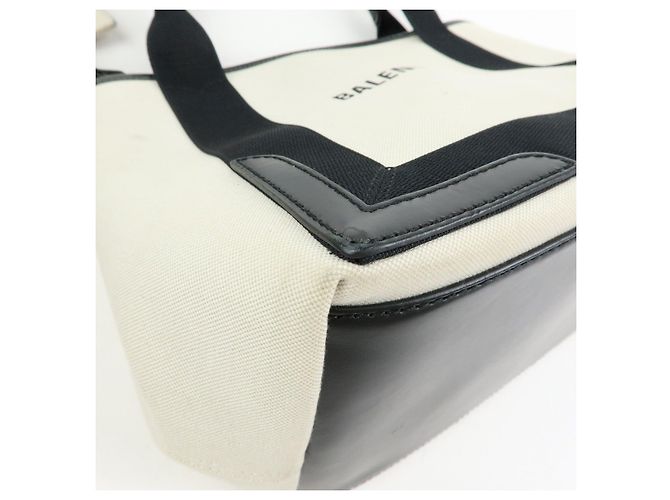 BALENCIAGA Borsa Cabas Small in tela e pelle Navy Ivory 339933 - vista 10