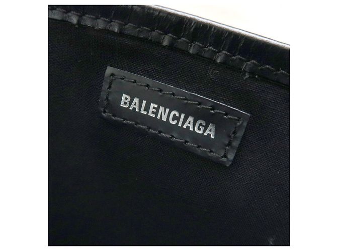 BALENCIAGA Borsa Cabas Small in tela e pelle Navy Ivory 339933 - vista 24