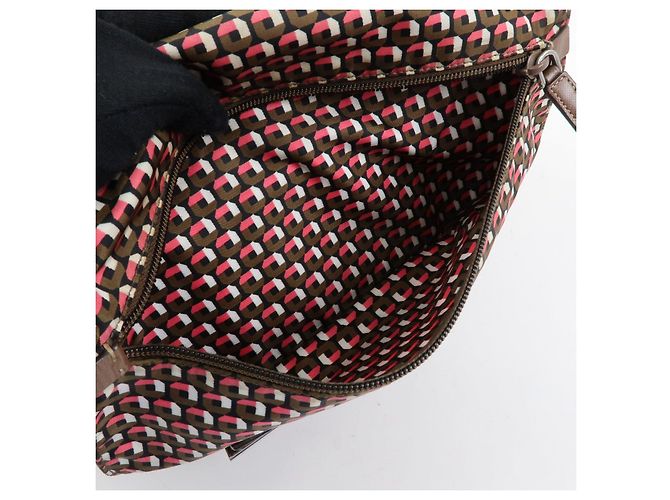 Borsa a tracolla in nylon e pelle con logo triangolare PRADA Marrone Rosa - vista 14