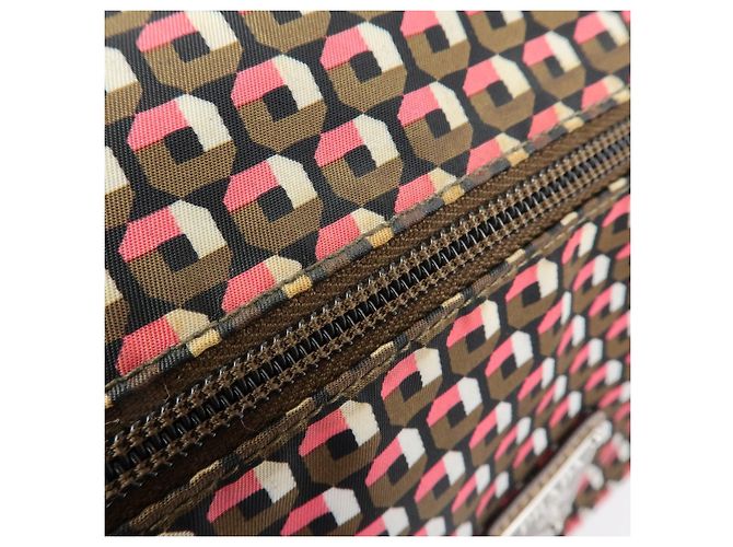 Borsa a tracolla in nylon e pelle con logo triangolare PRADA Marrone Rosa - vista 15