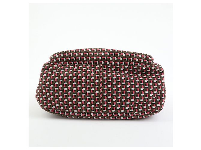 Borsa a tracolla in nylon e pelle con logo triangolare PRADA Marrone Rosa - vista 5
