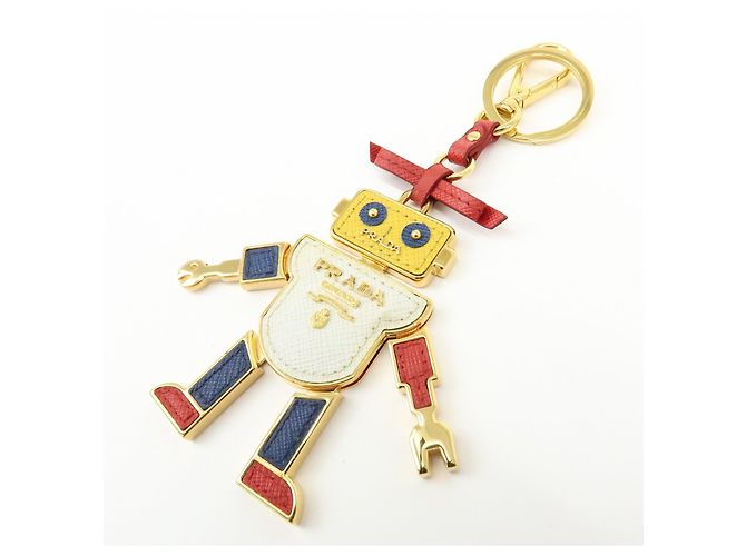 Charm Robot in Pelle Saffiano e Metallo PRADA Bianco Rosso 1TL136 - vista 3