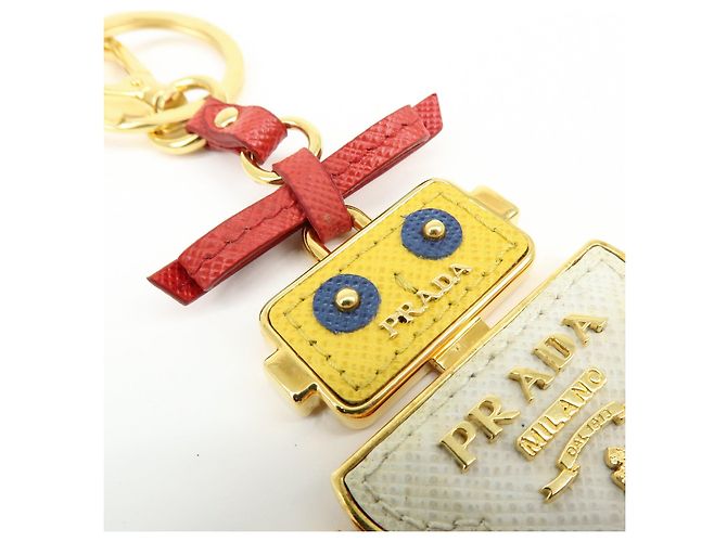 Charm Robot in Pelle Saffiano e Metallo PRADA Bianco Rosso 1TL136 - vista 5