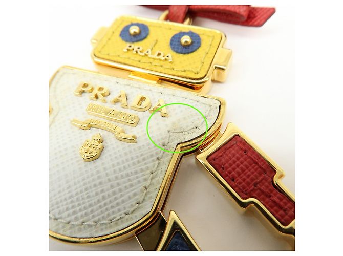 Charm Robot in Pelle Saffiano e Metallo PRADA Bianco Rosso 1TL136 - vista 7