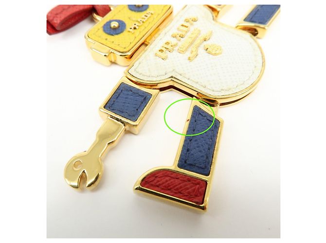 Charm Robot in Pelle Saffiano e Metallo PRADA Bianco Rosso 1TL136 - vista 8
