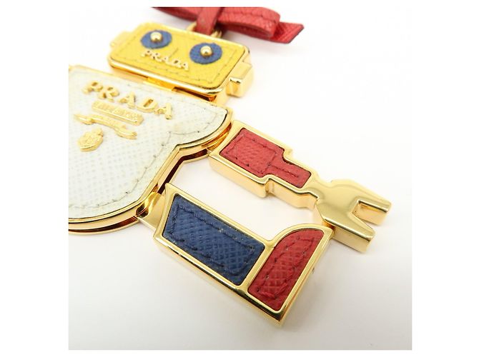 Charm Robot in Pelle Saffiano e Metallo PRADA Bianco Rosso 1TL136 - vista 9