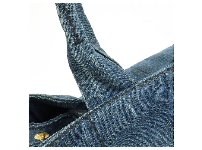 PRADA Triangle Logo Canapa Denim Tote Bag - Denim Blue - Ansicht 10