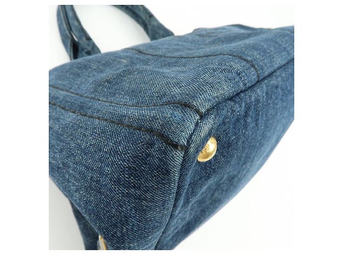 PRADA Triangle Logo Canapa Denim Tote Bag - Denim Blue - Ansicht 12