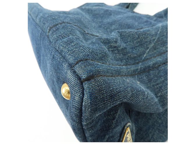 PRADA Triangle Logo Canapa Denim Tote Bag - Denim Blue - Ansicht 13