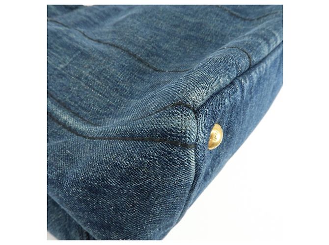PRADA Triangle Logo Canapa Denim Tote Bag - Denim Blue - Ansicht 14