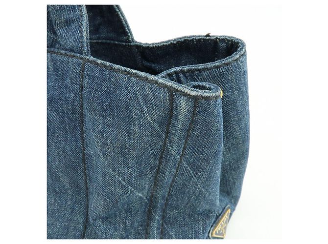PRADA Triangle Logo Canapa Denim Tote Bag - Denim Blue - Ansicht 15