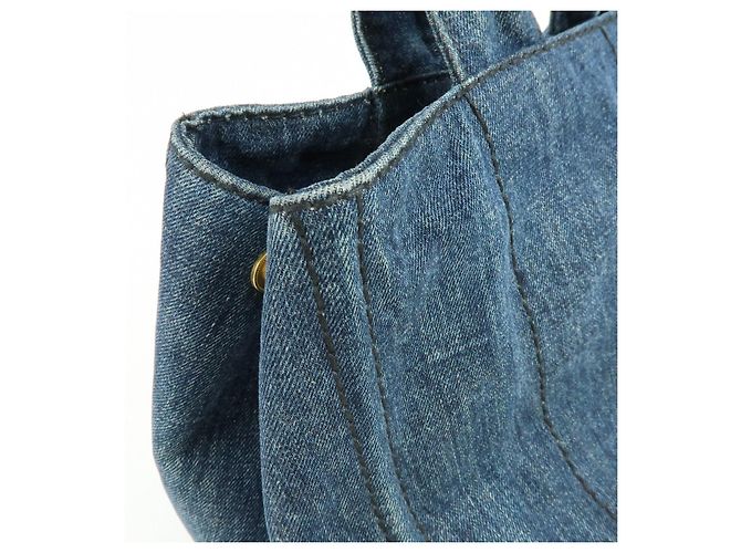 PRADA Triangle Logo Canapa Denim Tote Bag - Denim Blue - Ansicht 16