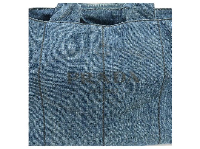 PRADA Triangle Logo Canapa Denim Tote Bag - Denim Blue - Ansicht 18