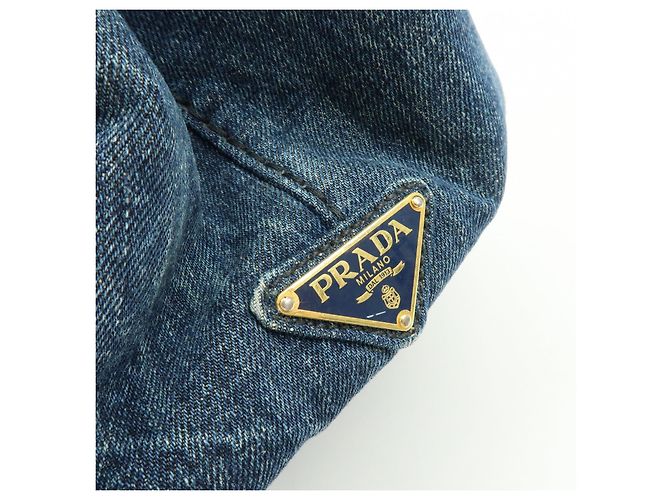 PRADA Triangle Logo Canapa Denim Tote Bag - Denim Blue - Ansicht 19