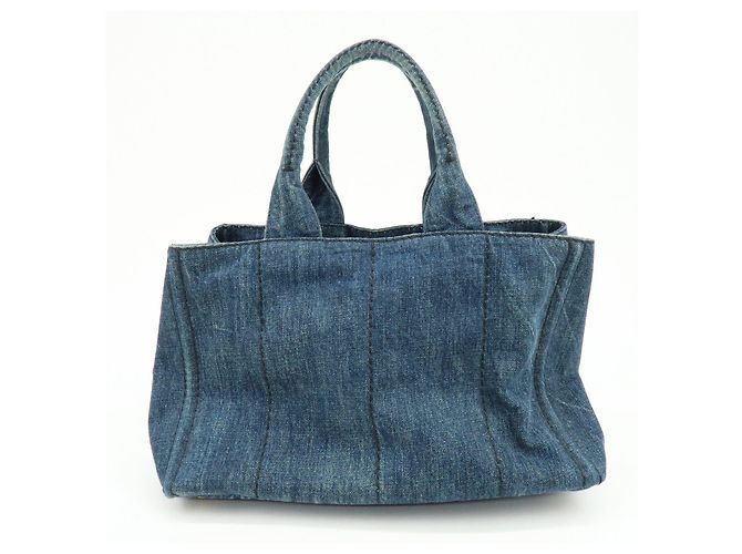 PRADA Triangle Logo Canapa Denim Tote Bag - Denim Blue - Ansicht 2