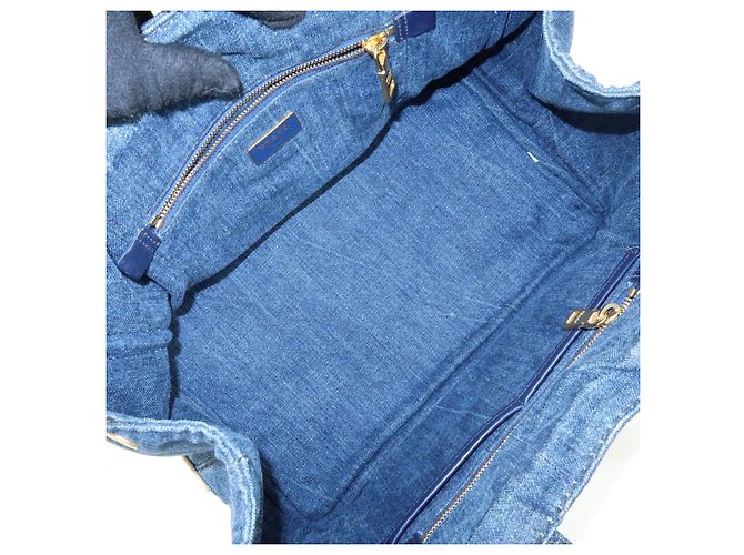 PRADA Triangle Logo Canapa Denim Tote Bag - Denim Blue - Ansicht 20
