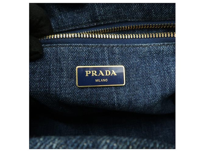 PRADA Triangle Logo Canapa Denim Tote Bag - Denim Blue - Ansicht 22