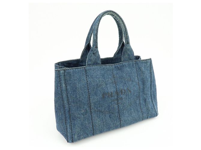 PRADA Triangle Logo Canapa Denim Tote Bag - Denim Blue - Ansicht 4