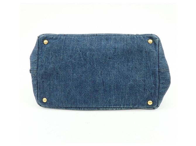 PRADA Triangle Logo Canapa Denim Tote Bag - Denim Blue - Ansicht 5