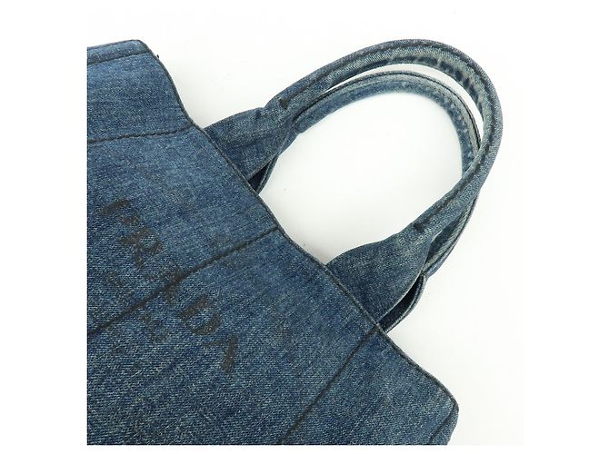 PRADA Triangle Logo Canapa Denim Tote Bag - Denim Blue - Ansicht 6