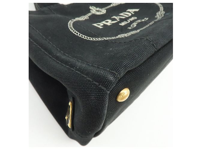 PRADA Borsa a mano 2Way Mini Canvas Canapa con logo Triangle Nera 1BG439 - vista 11