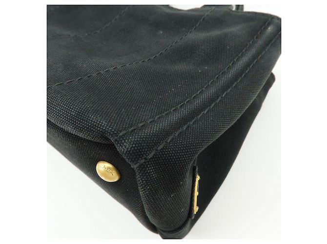PRADA Borsa a mano 2Way Mini Canvas Canapa con logo Triangle Nera 1BG439 - vista 12