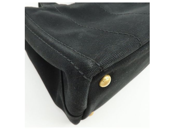PRADA Borsa a mano 2Way Mini Canvas Canapa con logo Triangle Nera 1BG439 - vista 13
