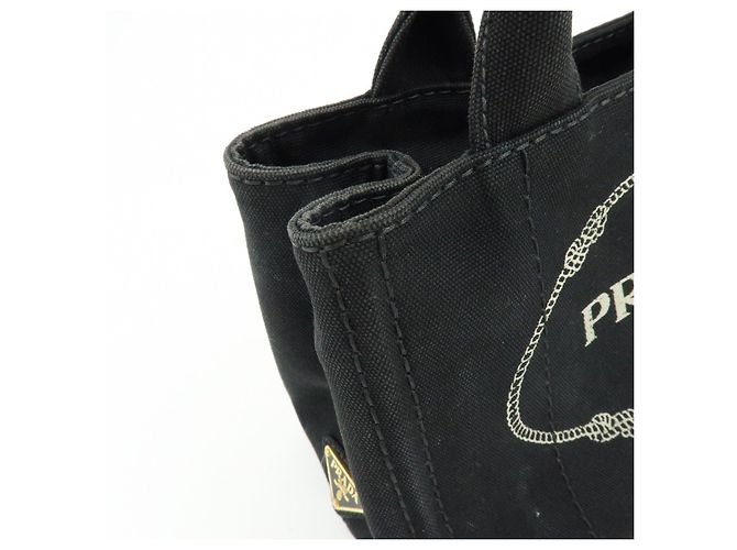 PRADA Borsa a mano 2Way Mini Canvas Canapa con logo Triangle Nera 1BG439 - vista 14