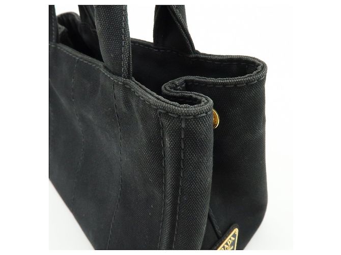 PRADA Borsa a mano 2Way Mini Canvas Canapa con logo Triangle Nera 1BG439 - vista 15