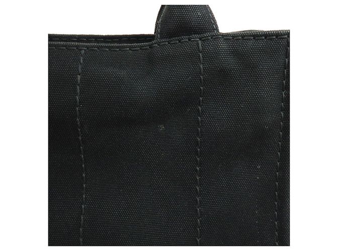 PRADA Borsa a mano 2Way Mini Canvas Canapa con logo Triangle Nera 1BG439 - vista 17