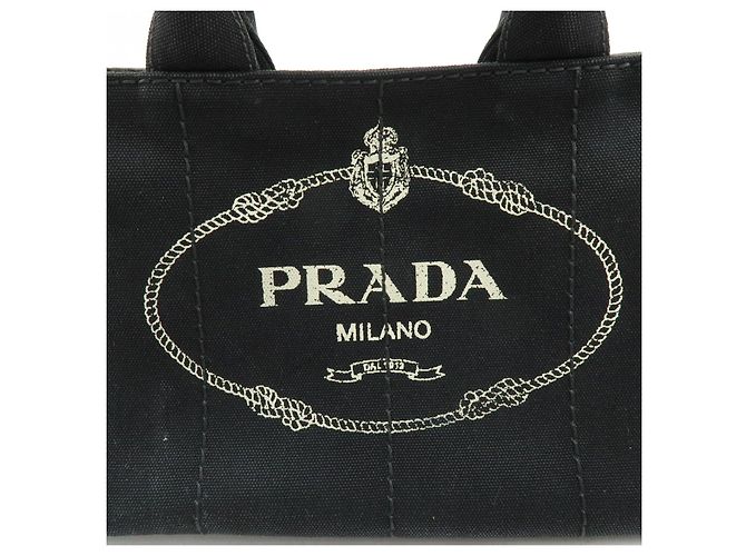 PRADA Borsa a mano 2Way Mini Canvas Canapa con logo Triangle Nera 1BG439 - vista 18