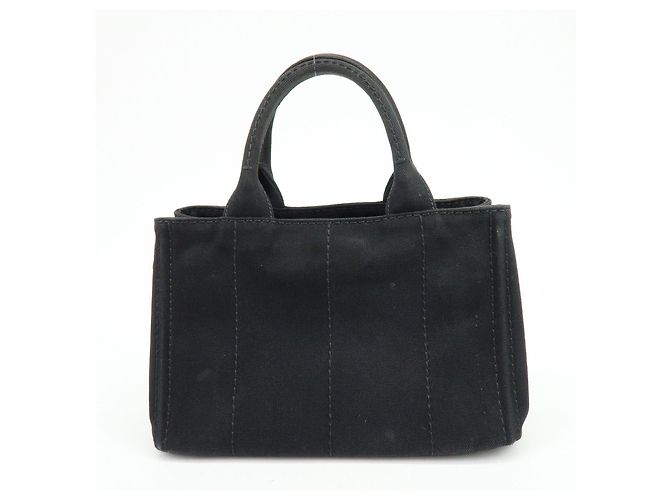 PRADA Borsa a mano 2Way Mini Canvas Canapa con logo Triangle Nera 1BG439 - vista 2