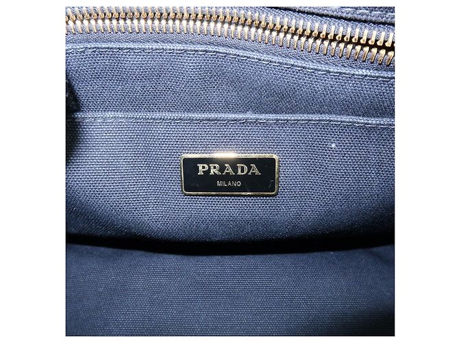 PRADA Borsa a mano 2Way Mini Canvas Canapa con logo Triangle Nera 1BG439 - vista 23