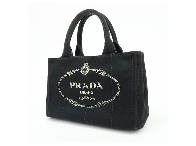 PRADA Borsa a mano 2Way Mini Canvas Canapa con logo Triangle Nera 1BG439 - vista 3