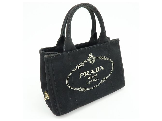 PRADA Borsa a mano 2Way Mini Canvas Canapa con logo Triangle Nera 1BG439 - vista 4